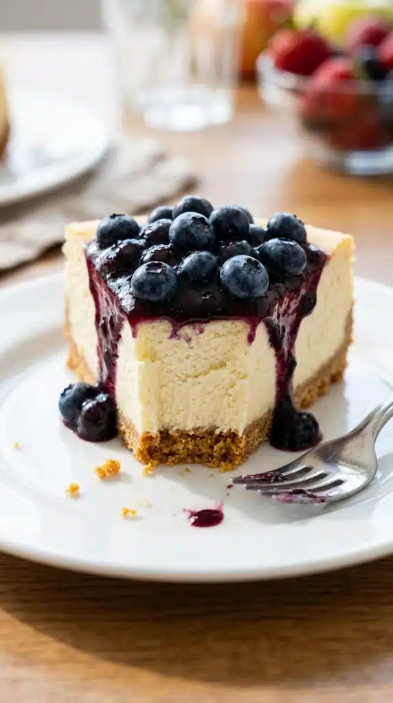 NO-BAKE UPSIDE-DOWN BLUEBERRY CHEESECAKE