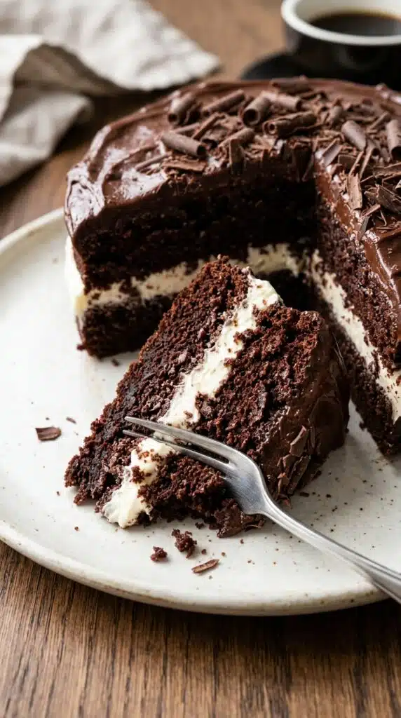 Chocolate Cream Filled Fudge Cake