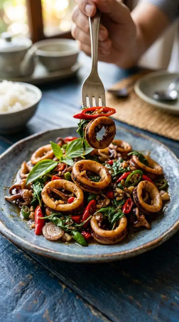 Thai Spicy Basil Squid (Pad Kra Pao Squid)