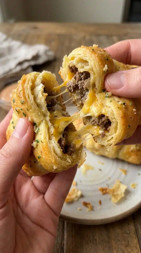 Garlic Butter Cheeseburger Roll-Ups
